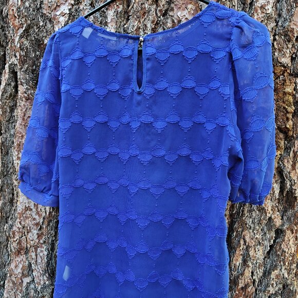 EVERLY Sheer Royal Blue Top, Boutique, Medium, USA - Picture 2 of 5